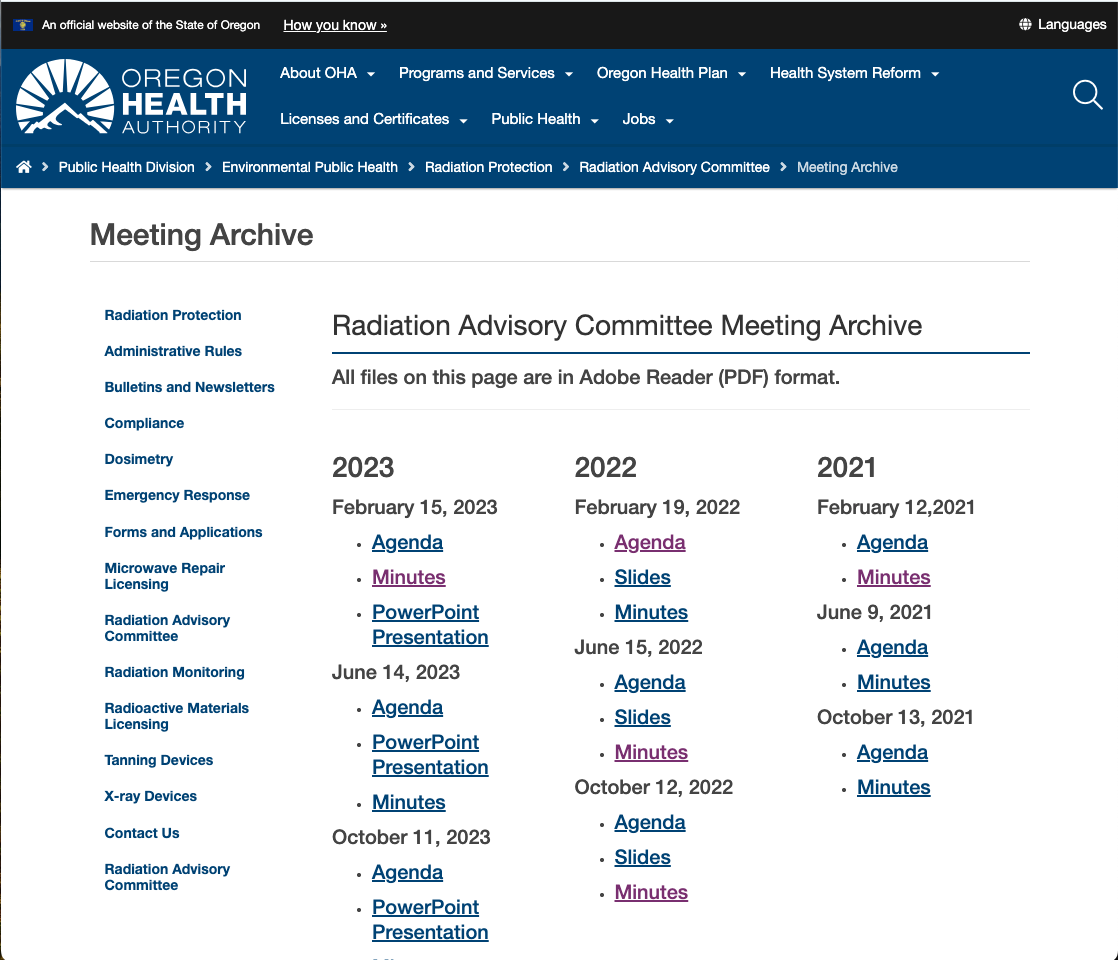 RAC Archive page now showing only 2021-2023