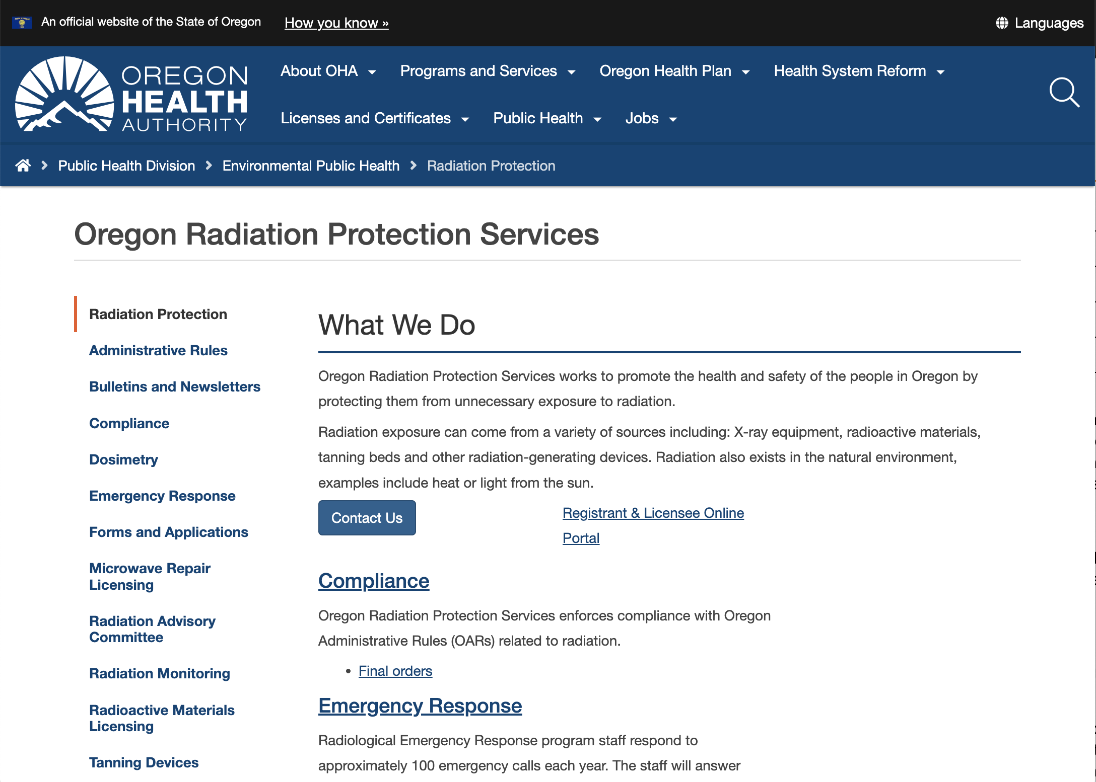 RPS home page with SB 283 report banner removed